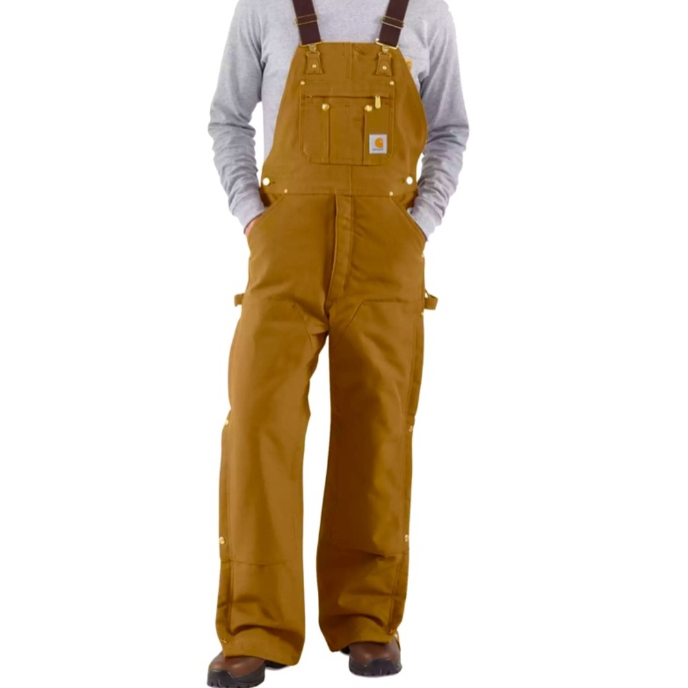 Brand new! Quilt-Lined zip to thigh Bib Overalls 44x32 Brown/Camel color.